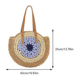 Vvsha Summer Straw Bags for Women Round Shoulder Bag Travel Handmade Woven Beach Handbags Female Large Capacity Totes Shopping Bags