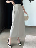 Vvsha High Waist Long Skirt Women New Arrival 2024 Autumn Korean Style All-match Solid Color Office Lady Elegant A-line Skirts