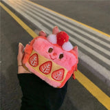 Vvsha Strawberry  Pattern Coin Purses Cute Key Earphone Storage Bag Fashion Kawaii Mini Wallet Fluffy Sweet Organize Pouch Zipper