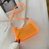 Fashion Vintage Ladies Jelly Solid Color Clear Underarm Bag Casual Women Hobos Handbags Purse Fashion Cell Phone Shoulder Bag