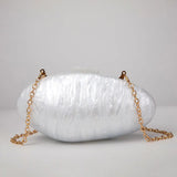 Vvsha Pearl Acrylic Evening Bags Designer Luxury Clutch Purse Mini Women's Wallet Shell Chain Shoulder Crossbody Wedding Party Handbag