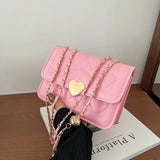 Vvsha New Arrivals Chain Shoulder Bag Fashion Heart Pattern Crossbody Bags For Women Flap Solid Pu Leather Lady Handbags