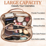 Vvsha Travel Makeup Bag with Divider and Handle, Portable PU Leather Waterproof Toiletry Bag, Large Capacity Cosmetic Bags for Women