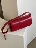 Vvsha Vintage Wine Red PU Crossbody Bag 2023 New Ladies Exquisite Lock Lacquer Leather Shiny Face Shoulder Bag Classical Handbag Trend