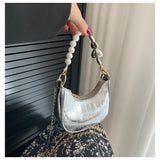 Vvsha Fashion Women Crossbody Bag PU Leather Shiny Shoulder Bag with Metal Hanging Chain Handbag