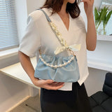 Vvsha Fashion Pleated Crossbody Shoulder Bag Fashion Cloud PU Leather Small Handbags Purse Women Pearl Luxury Design Underarm Bags