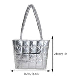 Vvsha Fashion Quilted Tote Bags for Women Autumn Winter Padded Handbags Down Cotton Padded Ladies Shoulder Bags Casual Shopper Bags