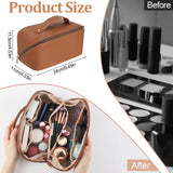 Vvsha Travel Makeup Bag with Divider and Handle, Portable PU Leather Waterproof Toiletry Bag, Large Capacity Cosmetic Bags for Women