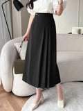 Vvsha High Waist Long Skirts Women New Arrival 2024 Fashion Korean Style Solid Color All-match Office Lady Elegant A-line Skirt