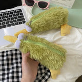 Vvsha Christmas gift Cartoon Fashion Strange Bird Pencil Case Cute Plush Bird Stationery Cute Large Capacity Boys and Girls Pencil Box Cute Pen Bag