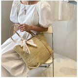 Vvsha Summer Straw Handbag Women Tote Bag College Student Shoulder Beg Sekolah Perempuan Pantai Handbeg Handbag Women