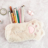 Vvsha Christmas gift Kawaii Soft Cat Paw Pencil Bag Large Capacity Pencil Case Storage Pouch Zipper Bag Back To School Stationery Office Supplies