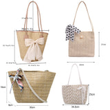 Vvsha Casual Straw Woven Handbags Women Summer Holiday Beach Bow Totes Top-Handle Bags Fashion Ladies Undearm Shoulder Bags