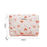 Vvsha Fashion Women Heart Cosmetic Quilted Bag Portable Makeup Toiletry Organizer Storage Pouch Handbag Cute Cotton Make Up Zipper Bag