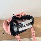 Vvsha Women Nylon Tote Bag Stylish Crossbody Bag Large Capacity with Bow Trendy Messenger Bag Pleated Shoulder Strap Chic Hobo Bag