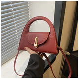 Vvsha Burgundy Designer Circular Handle Handbag 2024 New Women's Unique Lock Crossbody Bag Fashion Versatile Commuter Underarm Bags