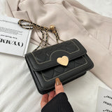 Vvsha New Arrivals Chain Shoulder Bag Fashion Heart Pattern Crossbody Bags For Women Flap Solid Pu Leather Lady Handbags