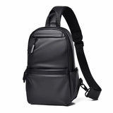 Vvsha Men's New Trendy Casual Leather Membrane Chest Bag Splash-proof Multifunctional Crossbody Chest Bag