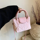 Vvsha Versatile hand carry small bag fashion rhombus embroidery thread bucket bag casual messenger bag