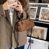 Vvsha Korean Fashion New Small Square Bag Shoulder Bags Brown Niche Retro Suede Surface Leisure Versatile Trend Lady Crossbody Bags