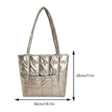 Vvsha Fashion Quilted Tote Bags for Women Autumn Winter Padded Handbags Down Cotton Padded Ladies Shoulder Bags Casual Shopper Bags