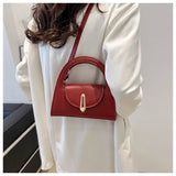 Vvsha Burgundy Designer Circular Handle Handbag 2024 New Women's Unique Lock Crossbody Bag Fashion Versatile Commuter Underarm Bags