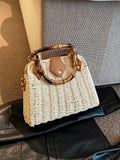 Vvsha Woven Bag 2023 New Summer Women's Exquisite Bamboo Handle Design Straw Woven Shoulder Bag Leisure Vacation Beach Crossbody Bag