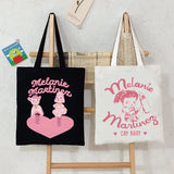 Women Canvas Tote Bag Vintage Y2K Aesthetics Shoulder Bag Singer Music Shopping Bag Melanie Martinez Handbag