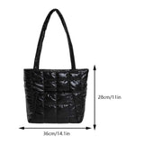 Vvsha Fashion Quilted Tote Bags for Women Autumn Winter Padded Handbags Down Cotton Padded Ladies Shoulder Bags Casual Shopper Bags