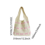 Vvsha Women's Bow Shoulder Bag Raffia Aesthetics Crochet Handbag Purses Knitted Shopping Bag Summer Beach Bag Ladies Woven Tote Bags