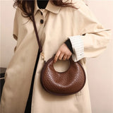 Vvsha New Women Crossbody Bag Retro Casual Versatile PU Leather Handbag Tote Bag Half Moon Shoulder Bag