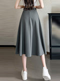 Vvsha High Waist Pleated Long Skirt Women New Arrival 2023 Autumn Korean Style Solid Color Ladies Elegant A-line Skirts W1361