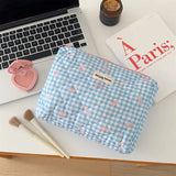 Vvsha New Cartoon Bow Knot Tote Makeup Zipper Bag Women Large Capacity Quilting Pouch Washbag Cute Portable Cosmetic Storage Bag