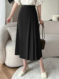 Vvsha High Waist Long Skirts Women New Arrival 2024 Fashion Korean Style Solid Color All-match Office Lady Elegant A-line Skirt