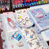 Vvsha Christmas gift Retro Cute Pastoral Style Floral Soft Cotton Simple Pencil Case Kawaii Girl Student Stationery School Supplies Back To School