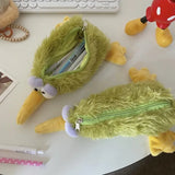 Vvsha Christmas gift Cartoon Fashion Strange Bird Pencil Case Cute Plush Bird Stationery Cute Large Capacity Boys and Girls Pencil Box Cute Pen Bag