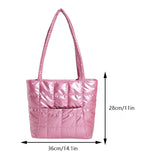 Vvsha Fashion Quilted Tote Bags for Women Autumn Winter Padded Handbags Down Cotton Padded Ladies Shoulder Bags Casual Shopper Bags