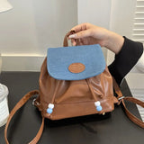 PU Leather Handheld Backpack Retro Soft Zipper Girls School Bags Cute Small Backpack Shoulder Bag