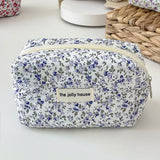 Vvsha Fashion Flower Quilted Makeup Storage Bag Portable Travel Organizer Cosmetic Toiletry Pouch Cute Make Up Handbag Floral Bags