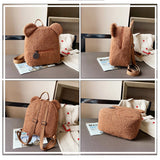 Vvsha Women's Cute Bear Shaped Shoulder Backpack Personalised Bear Backpacks Portable Children Shopping Rucksacks-LJX