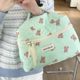 Vvsha New Cartoon Bear Tote Cosmetic Bag Women Quilting Cotton Mini Make Up Orgainzer Storage Pouch Portable Travel Wash Bags