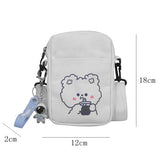 New Cute Bear Canvas Crossbody Bags Women Fashion Casual Shoulder Bags Ladies Cartoon Cell Phone Zipper Purse Mini Messenger Bag