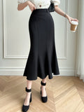 Vvsha High Waist Mermaid Skirts Women New Arrival 2024 Korean Style Solid Color Office Ladies Elegant Slim Long Skirt