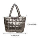 Vvsha Winter Women Down Messenger Bag Quilted Space Cotton Padded Tote Shoulder Bag Female Large Capacity Fluffy Top-handle Bags