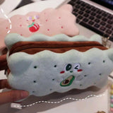 Vvsha Christmas gift New Style Cookies Large Capacity Pencil Case Student Embroidery Niche Learning Stationery Japanese Korean Stationery Pen Bag