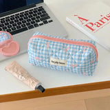 Vvsha New Cartoon Bow Knot Tote Makeup Zipper Bag Women Large Capacity Quilting Pouch Washbag Cute Portable Cosmetic Storage Bag