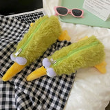 Vvsha Christmas gift Cartoon Fashion Strange Bird Pencil Case Cute Plush Bird Stationery Cute Large Capacity Boys and Girls Pencil Box Cute Pen Bag