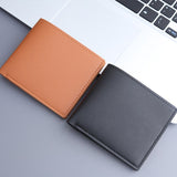 Vvsha New Men Short PU Leather Wallet Simple Solid Color Thin Male Credit Card Holder Small Money Purses Business Foldable Wallet