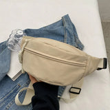 Vvsha Waist Bag Women New Canvas Leisure Portable Zipper Korean Style Canvas Chest Bag Shoulder Bag Waist Bag Sports