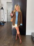 Vvsha Fashion Brown Lapel With Pocket Jacket Woman Casual Single Breasted Long Sleeve Short Coat 2024 Lady Autumn High Street Outwear